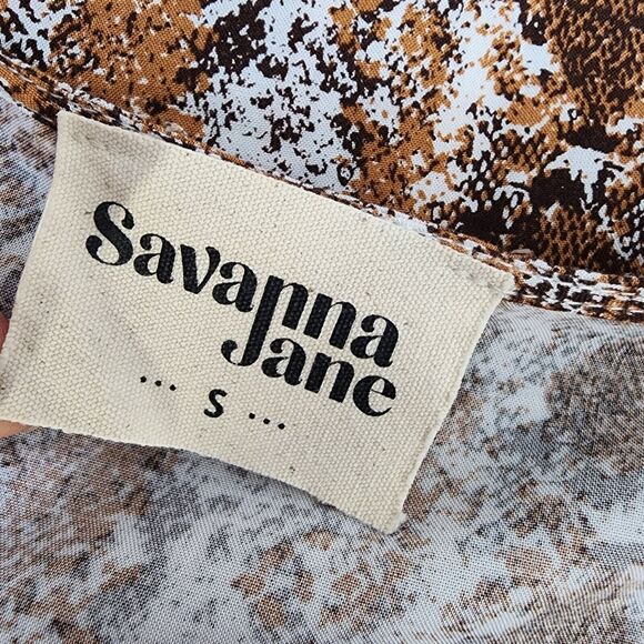 Savanna Jane Top Small Embroidered Floral Snake Skin 3/4 Bell Sleeve Boho V Neck - Picture 7 of 8